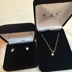 Kay Jewelers Sterling Silver Necklace and Earring Set